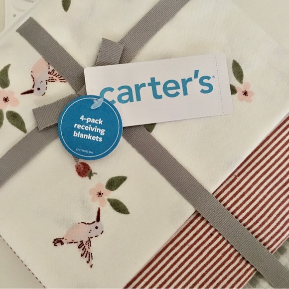 NEW Carter’s 4pk Receiving Blankets for Newborn Variety of Prints Pink - Picture 2 of 6